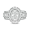 Thumbnail Image 0 of 1 CT. T.W. Composite Oval Diamond Frame Multi-Row Engagement Ring in 10K White Gold