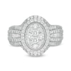 Thumbnail Image 1 of 1 CT. T.W. Composite Oval Diamond Frame Multi-Row Engagement Ring in 10K White Gold