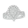 Thumbnail Image 0 of 1 CT. T.W. Composite Pear Diamond Frame Twist Shank Engagement Ring in 10K White Gold