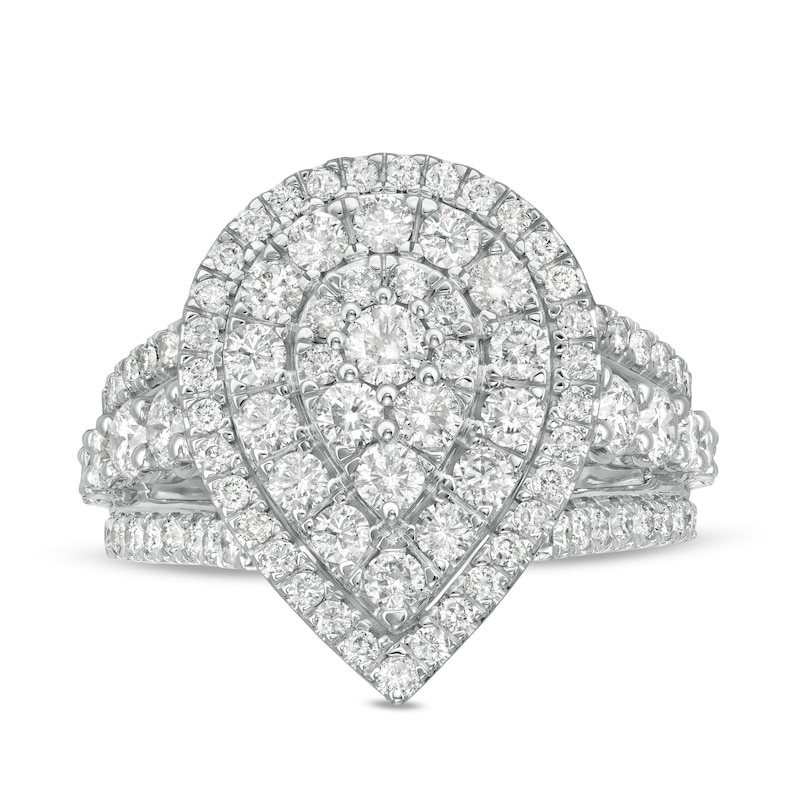 Main Image 1 of 2 CT. T.W. Composite Pear Diamond Layered Engagement Ring in 10K White Gold