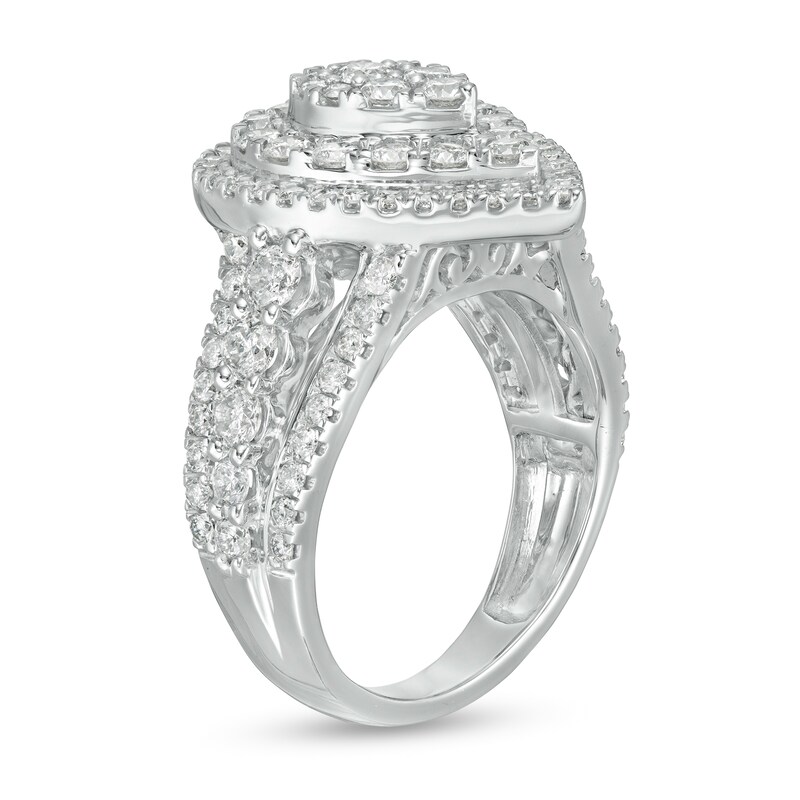 Main Image 3 of 2 CT. T.W. Composite Pear Diamond Layered Engagement Ring in 10K White Gold