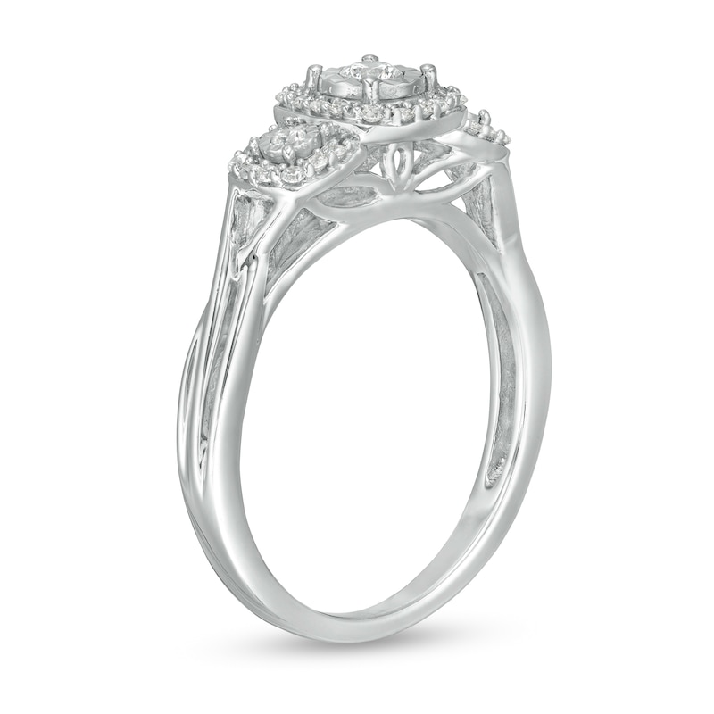 1/4 CT. T.W. Diamond Past Present Future® Promise Ring in 10K White Gold