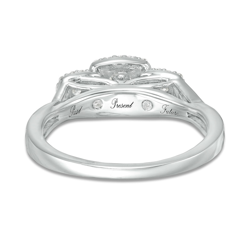 1/4 CT. T.W. Diamond Past Present Future® Promise Ring in 10K White Gold