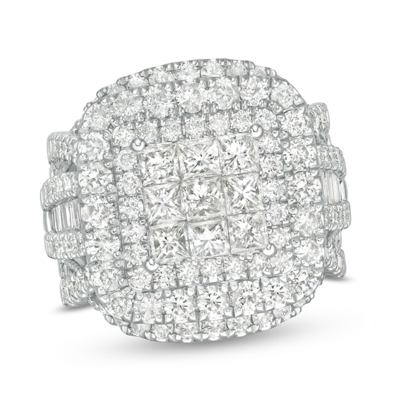 4 CT. T.w. Princess-Cut Composite Diamond Multi-Row Split Shank Engagement Ring in 10K White Gold