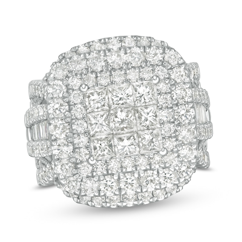 Main Image 1 of 4 CT. T.W. Princess-Cut Composite Diamond Multi-Row Split Shank Engagement Ring in 10K White Gold