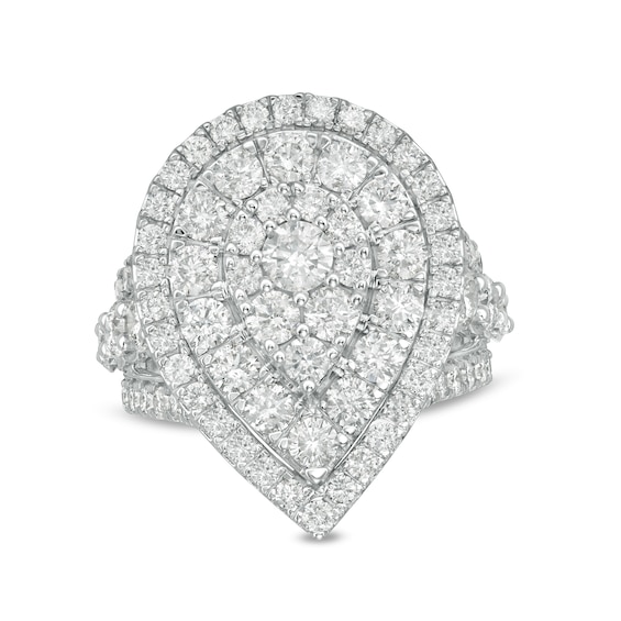 4 CT. T.w. Diamond Layered Teardrop Frame Engagement Ring in 10K White Gold