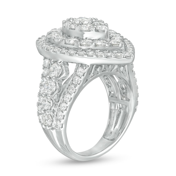 4 CT. T.w. Diamond Layered Teardrop Frame Engagement Ring in 10K White Gold