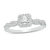 Thumbnail Image 1 of 1/4 CT. T.W. Princess-Cut Diamond Cushion Frame Twist Shank Promise Ring in 10K White Gold