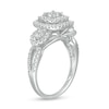Thumbnail Image 3 of 1 CT. T.W. Diamond Double Cushion Frame Past Present Future® Engagement Ring in 10K White Gold