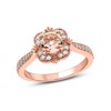 6.0mm Morganite and 1/3 CT. T.W. Diamond Clover Frame Vintage-Style Engagement Ring in 10K Rose Gold