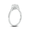 Thumbnail Image 2 of 5.0mm Cushion-Cut White Lab-Created Sapphire and 1/6 CT. T.W. Diamond Frame Engagement Ring in Sterling Silver