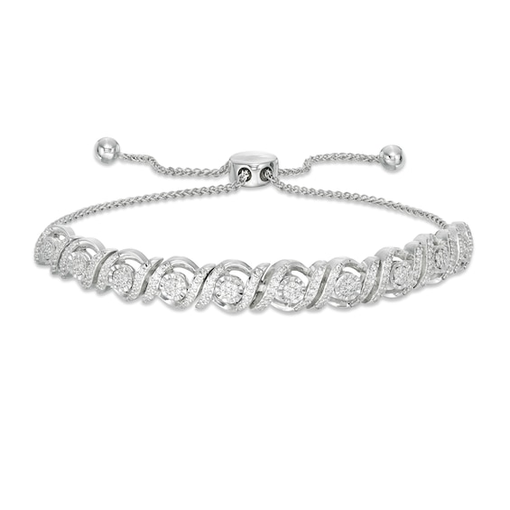 1/2 CT. T.w. Diamond Cascading Bolo Bracelet in Sterling Silver - 9.5"