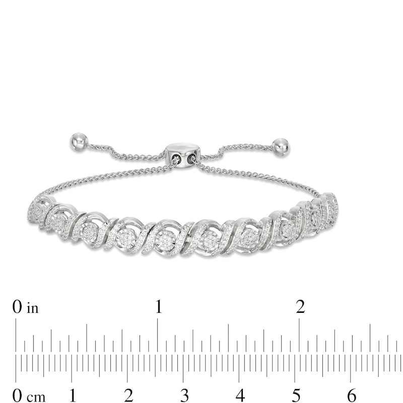 Main Image 3 of 1/2 CT. T.W. Diamond Cascading Bolo Bracelet in Sterling Silver - 9.5"