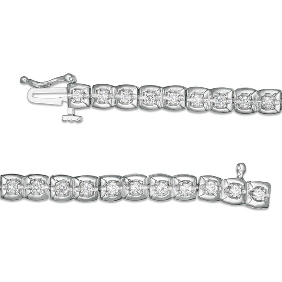1 CT. T.w. Diamond Square Tennis Bracelet in 10K White Gold