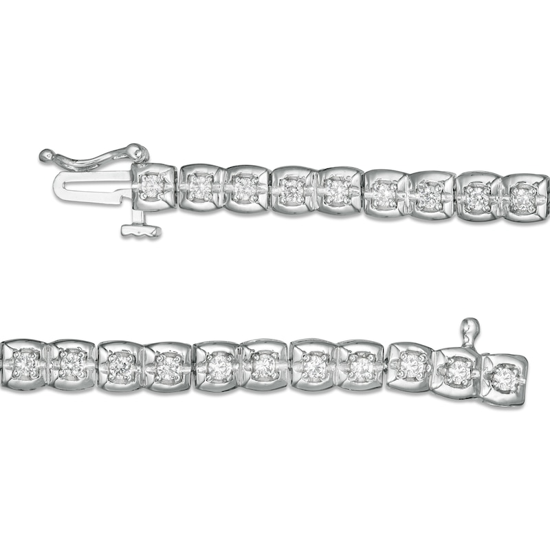 Main Image 2 of 1 CT. T.W. Diamond Square Tennis Bracelet in 10K White Gold