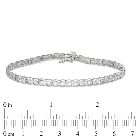 1 CT. T.w. Diamond Square Tennis Bracelet in 10K White Gold