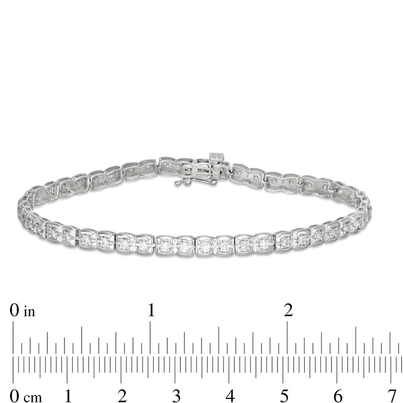 Main Image 3 of 1 CT. T.W. Diamond Square Tennis Bracelet in 10K White Gold
