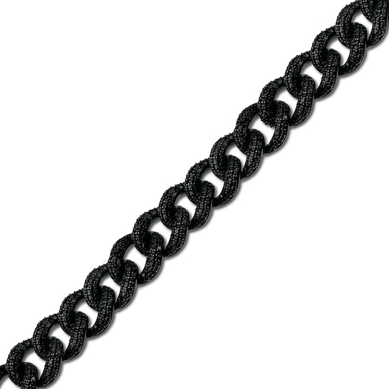 1 CT. T.w. Black Diamond Curb Chain Bracelet in Solid Sterling Silver with Black Rhodium - 8.0."