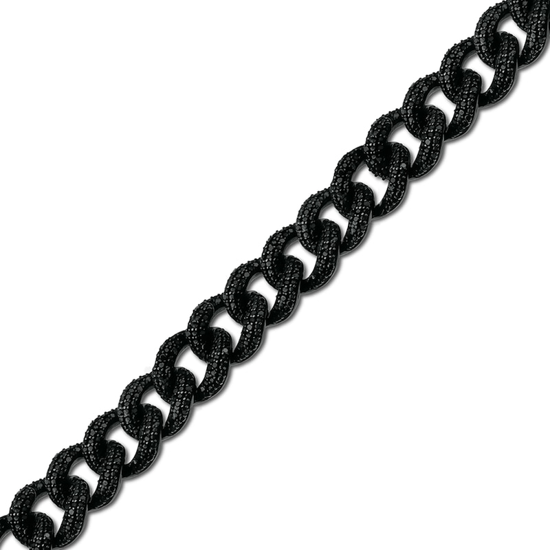 Main Image 1 of 1 CT. T.W. Black Diamond Curb Chain Bracelet in Solid Sterling Silver with Black Rhodium - 8.0."