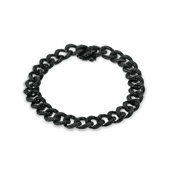 1 CT. T.w. Black Diamond Curb Chain Bracelet in Solid Sterling Silver with Black Rhodium - 8.0."