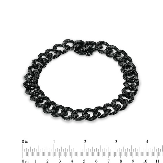 1 CT. T.w. Black Diamond Curb Chain Bracelet in Solid Sterling Silver with Black Rhodium - 8.0."