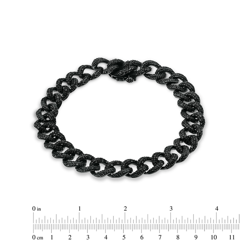 Main Image 4 of 1 CT. T.W. Black Diamond Curb Chain Bracelet in Solid Sterling Silver with Black Rhodium - 8.0."