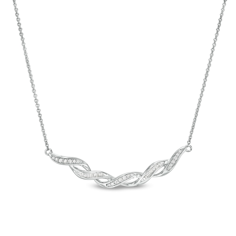 Main Image 1 of 1/5 CT. T.W. Diamond Cascading Ribbon Necklace in Sterling Silver