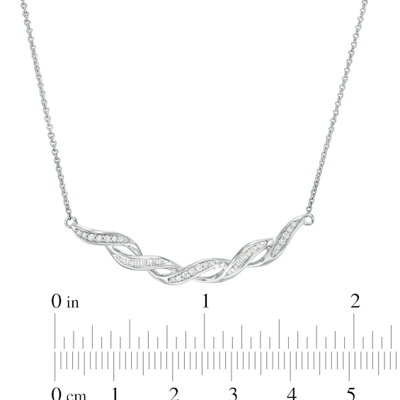 1/5 CT. T.w. Diamond Cascading Ribbon Necklace in Sterling Silver