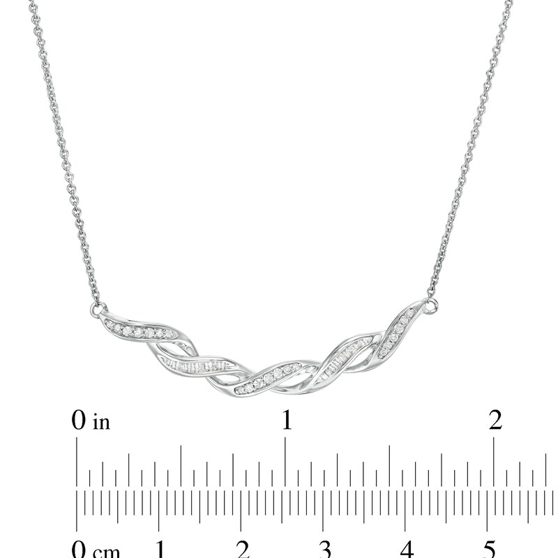 Main Image 3 of 1/5 CT. T.W. Diamond Cascading Ribbon Necklace in Sterling Silver