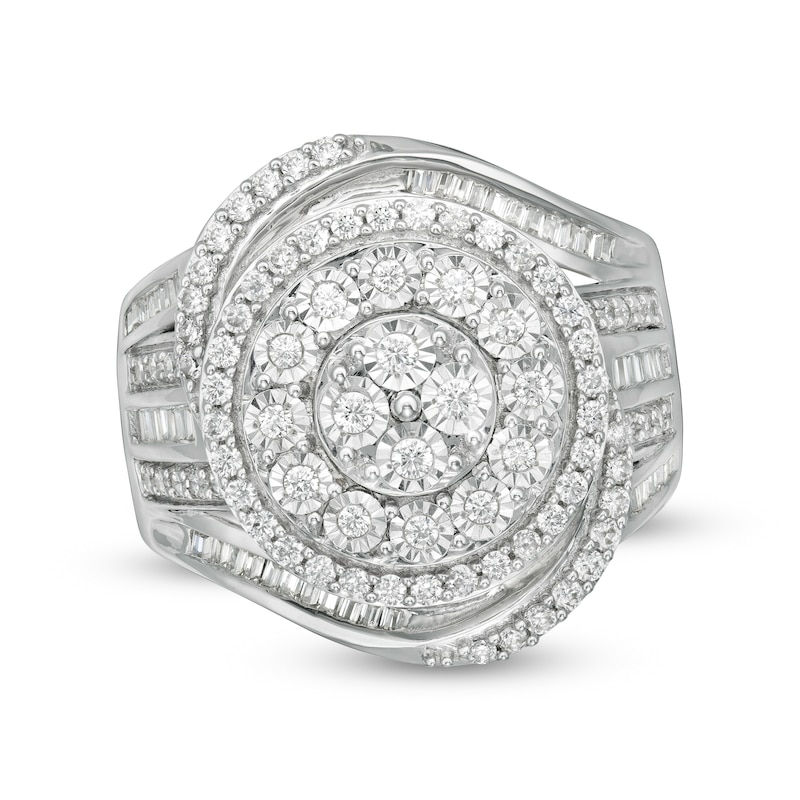 Main Image 1 of 1 CT. T.W. Composite Diamond Swirl Frame Ring in Sterling Silver