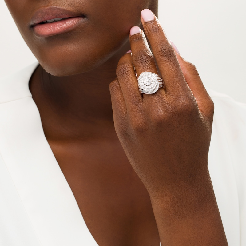 Main Image 2 of 1 CT. T.W. Composite Diamond Swirl Frame Ring in Sterling Silver