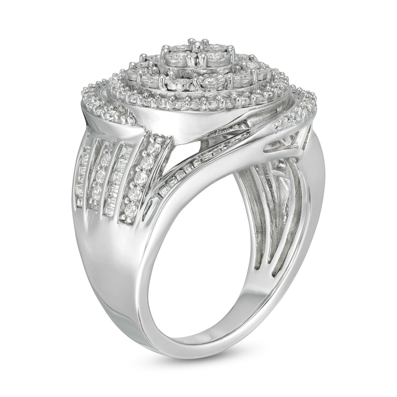 Main Image 3 of 1 CT. T.W. Composite Diamond Swirl Frame Ring in Sterling Silver