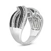 Thumbnail Image 2 of 1 CT. T.W. Enhanced Black and White Diamond Layered Overlap Ring in Sterling Silver