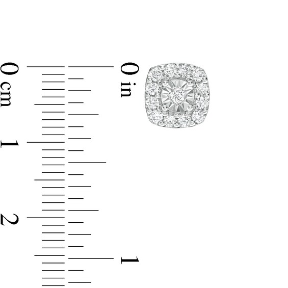 1 CT. T.w. Diamond Cushion Frame Pendant and Stud Earrings Set in Sterling Silver