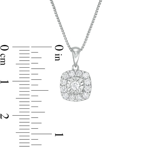 1 CT. T.w. Diamond Cushion Frame Pendant and Stud Earrings Set in Sterling Silver