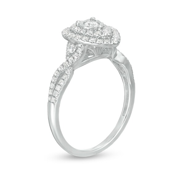 1/2 CT. T.w. Diamond Double Teardrop Frame Split Shank Engagement Ring in 10K White Gold