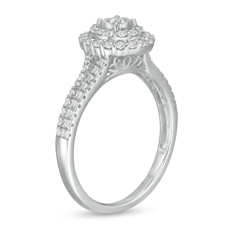 1/2 CT. T.W. Diamond Double Oval Frame Engagement Ring in 10K White Gold