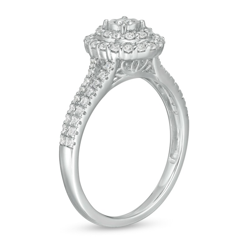 Main Image 3 of 1/2 CT. T.W. Diamond Double Oval Frame Engagement Ring in 10K White Gold