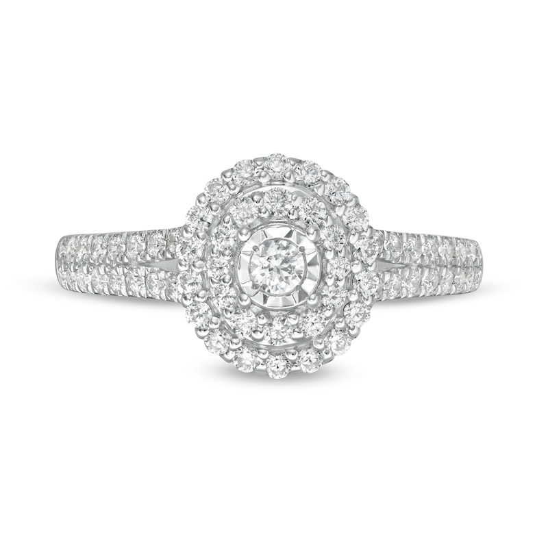 Main Image 4 of 1/2 CT. T.W. Diamond Double Oval Frame Engagement Ring in 10K White Gold