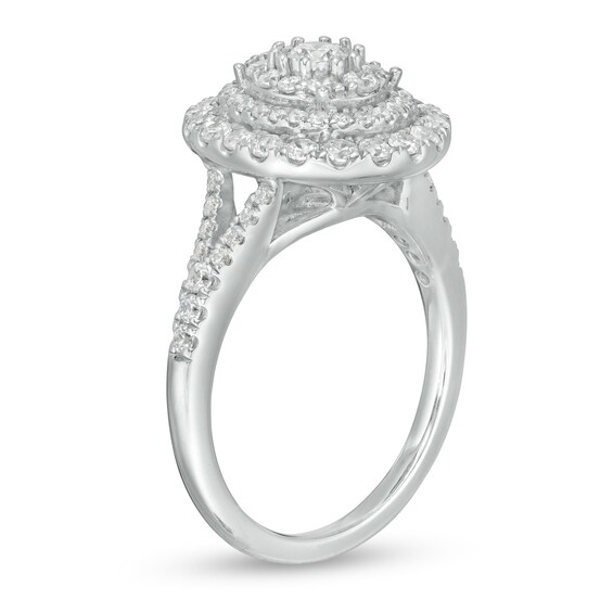 1 CT. T.w. Diamond Layered Oval Frame Engagement Ring in 10K White Gold