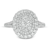 Thumbnail Image 3 of 1 CT. T.W. Diamond Layered Oval Frame Engagement Ring in 10K White Gold