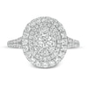 Thumbnail Image 4 of 1 CT. T.W. Diamond Layered Oval Frame Engagement Ring in 10K White Gold
