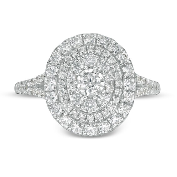 1 CT. T.w. Diamond Layered Oval Frame Engagement Ring in 10K White Gold