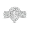 Thumbnail Image 4 of 1 CT. T.W. Composite Pear Diamond Frame Tiered Shank Engagement Ring in 10K White Gold