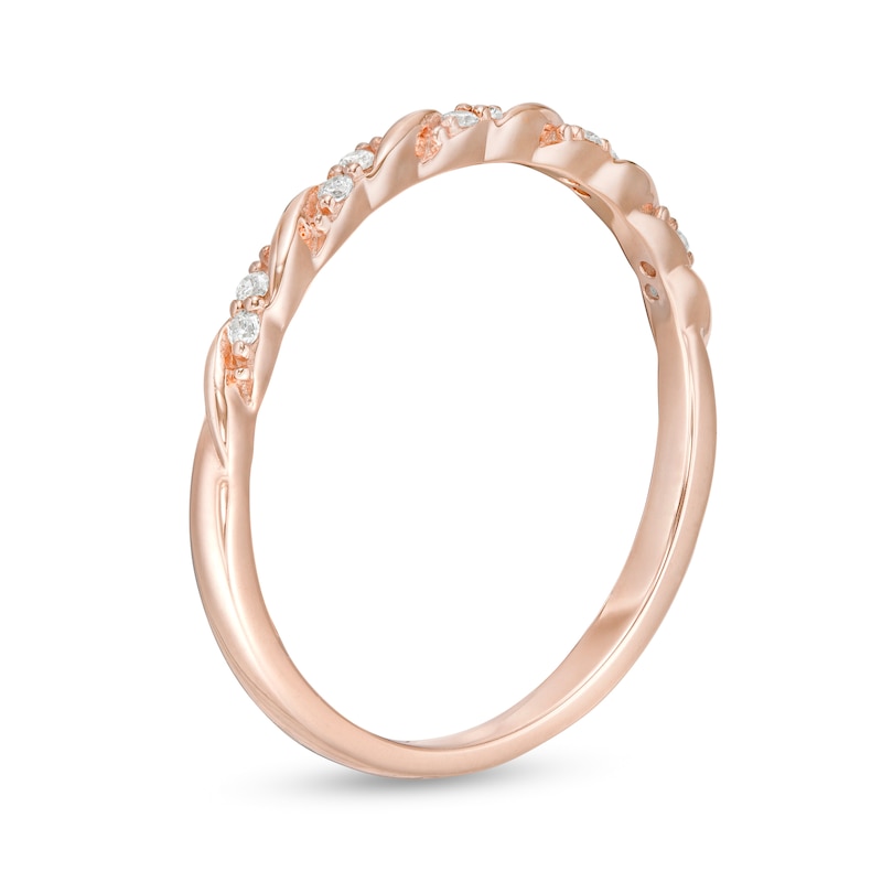 Main Image 3 of 1/20 CT. T.W. Diamond Cascading Duos Twist Band in 10K Rose Gold
