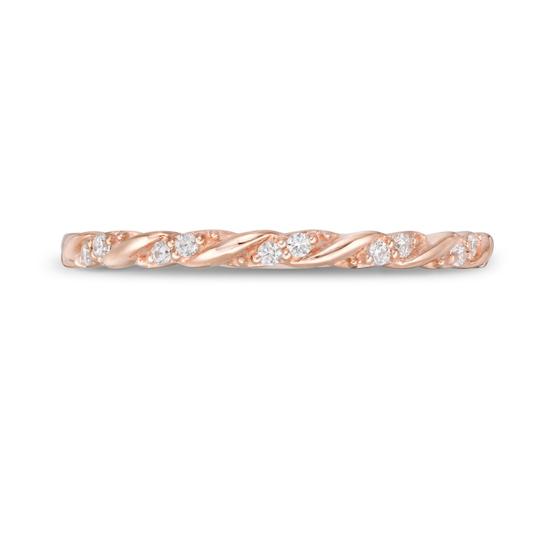 Main Image 4 of 1/20 CT. T.W. Diamond Cascading Duos Twist Band in 10K Rose Gold
