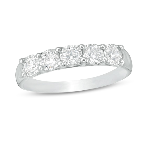 1/2 CT. T.w. Diamond Five Stone Band in 10K White Gold
