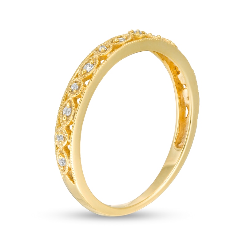 Main Image 3 of 1/20 CT. T.W. Diamond Art Deco Vintage-Style Band in 10K Gold
