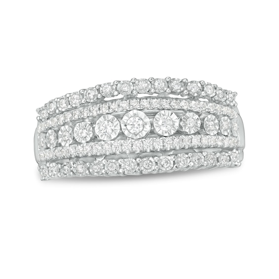 1/4 CT. T.w. Diamond Multi-Row Ring in 10K White Gold