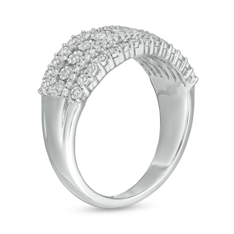Main Image 3 of 1/4 CT. T.W. Diamond Multi-Row Ring in 10K White Gold